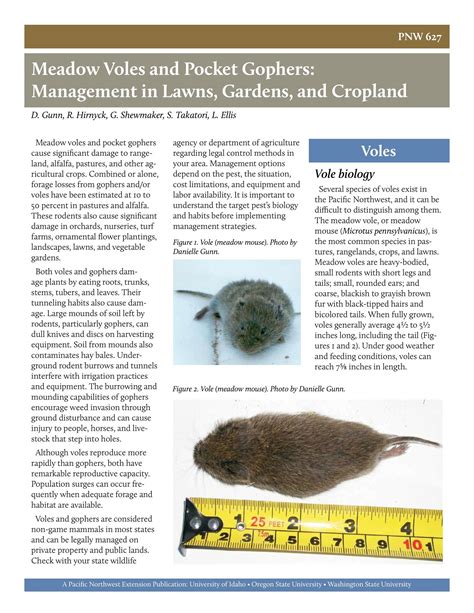 Meadow Voles and Pocket Gophers: Management in Lawns,。